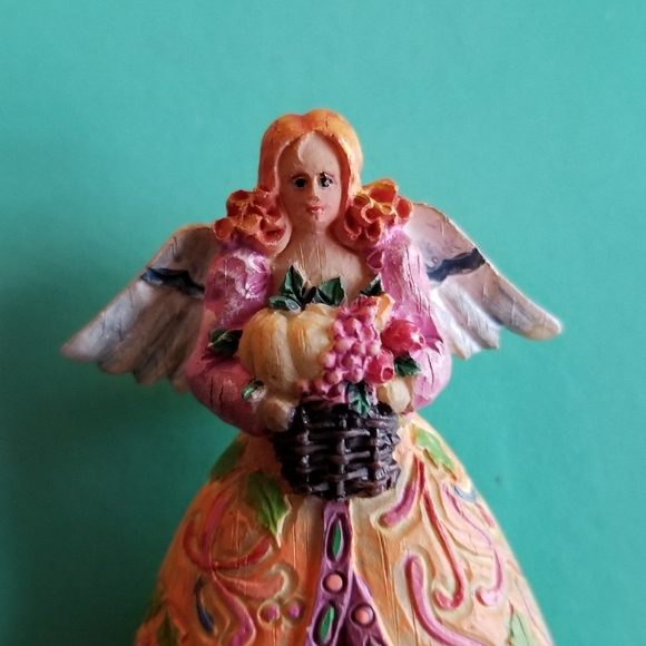 Relisted -Vintage Angel brooch with house in her skirt flowers pin floral - Picture 4 of 7